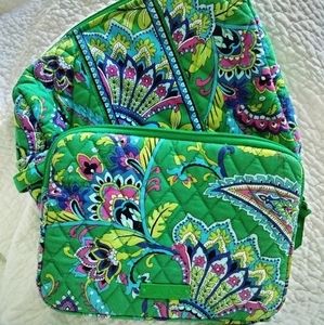 Vera Bradley Emerald Paisley Set Makeup bag/ Padded tablet sleeve